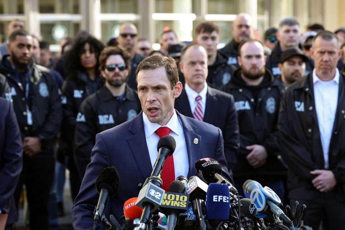 Frank A. Tarentino II, Special Agent in Charge, Drug Enforcement Administration for New York Division, speaks following a hearing for Rafael Caro Quintero at the Brooklyn Federal Courthouse on Friday.