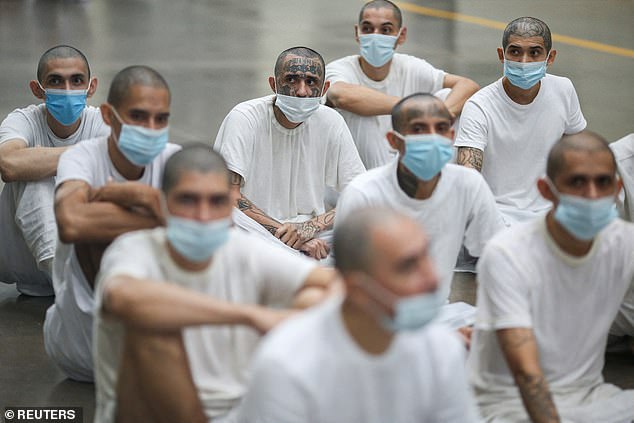 Inmates take part in a class, during a tour in the 