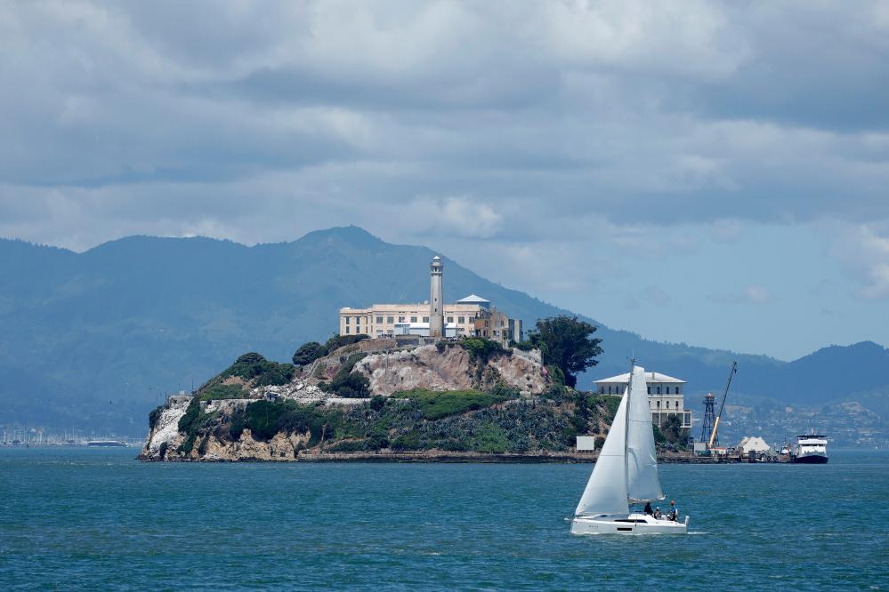 View of Alcatraz prison from water