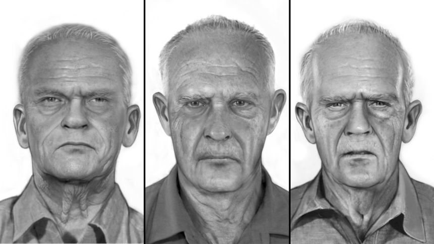 From left to right, Frank Lee Morris, Clarence Anglin and John William Anglin are seen in computer-aged portraits showing how the government believes the men would have appeared in their mid-80s.