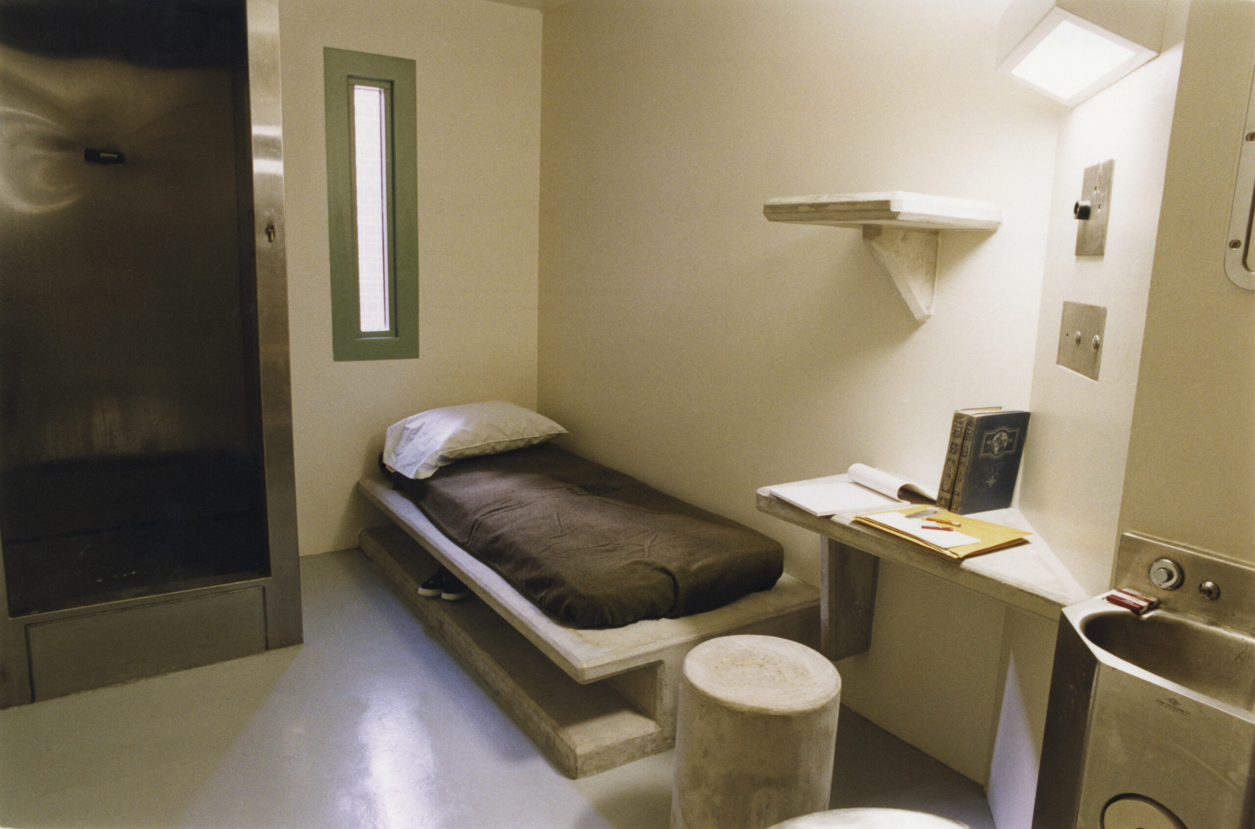 Interior view of a prison cell at ADX Supermax in Florence, Colorado.