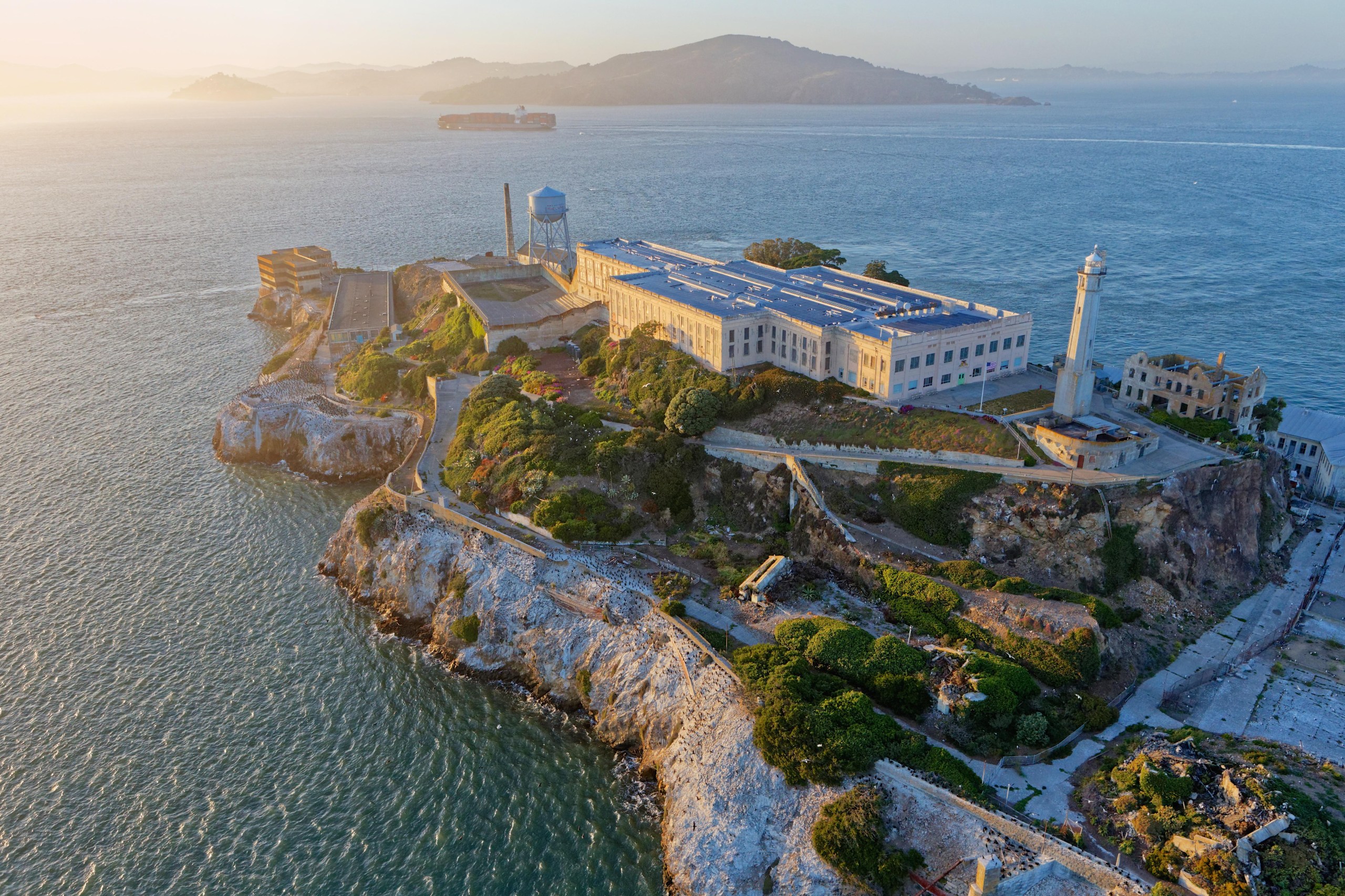 Aerial view of Alcatraz Island.