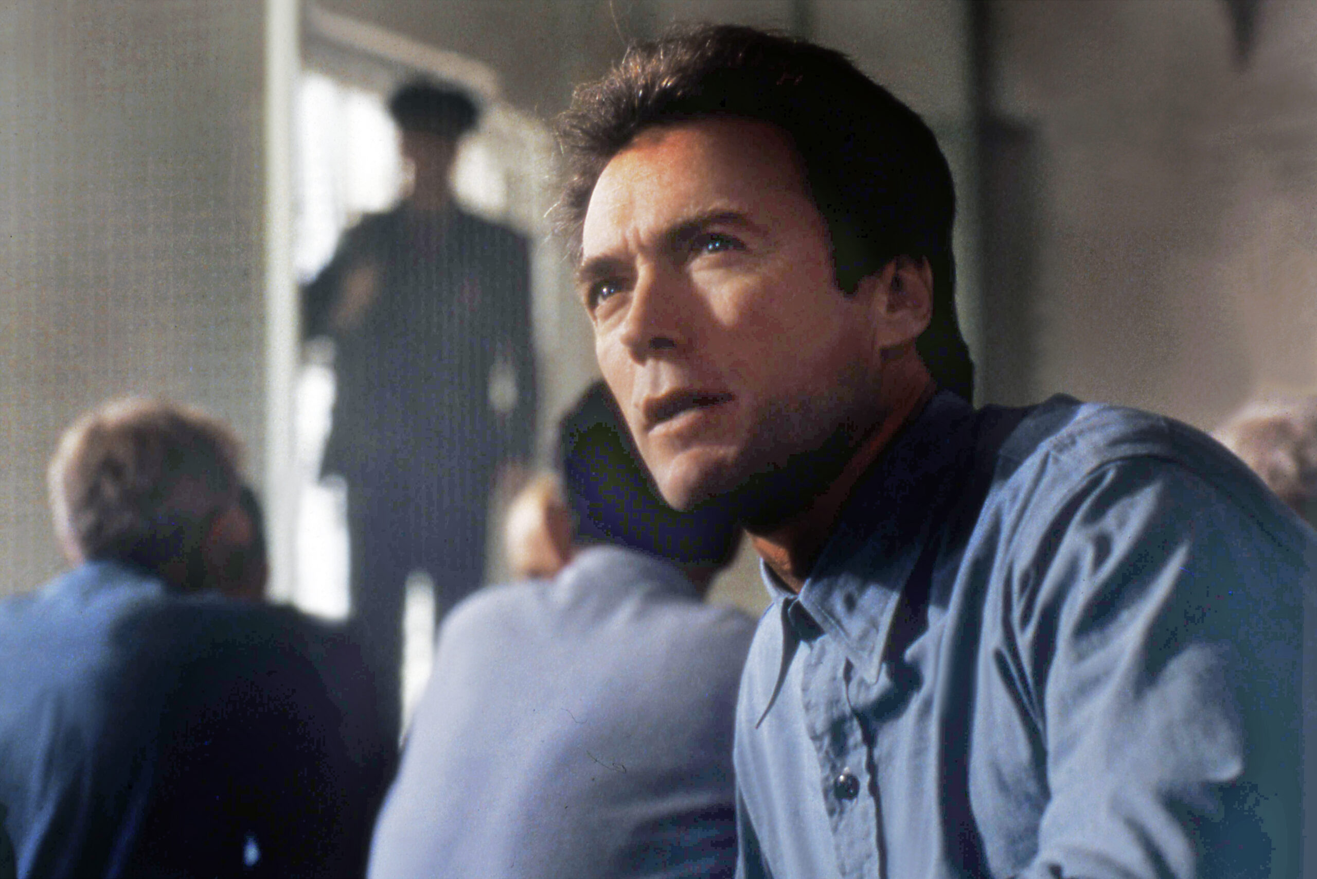 Clint Eastwood on the set of Escape From Alcatraz.