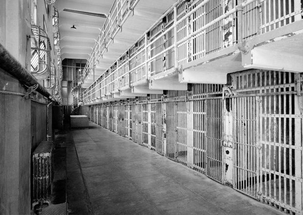 Southwest view on Cell Block 'A' in Alcatraz. 