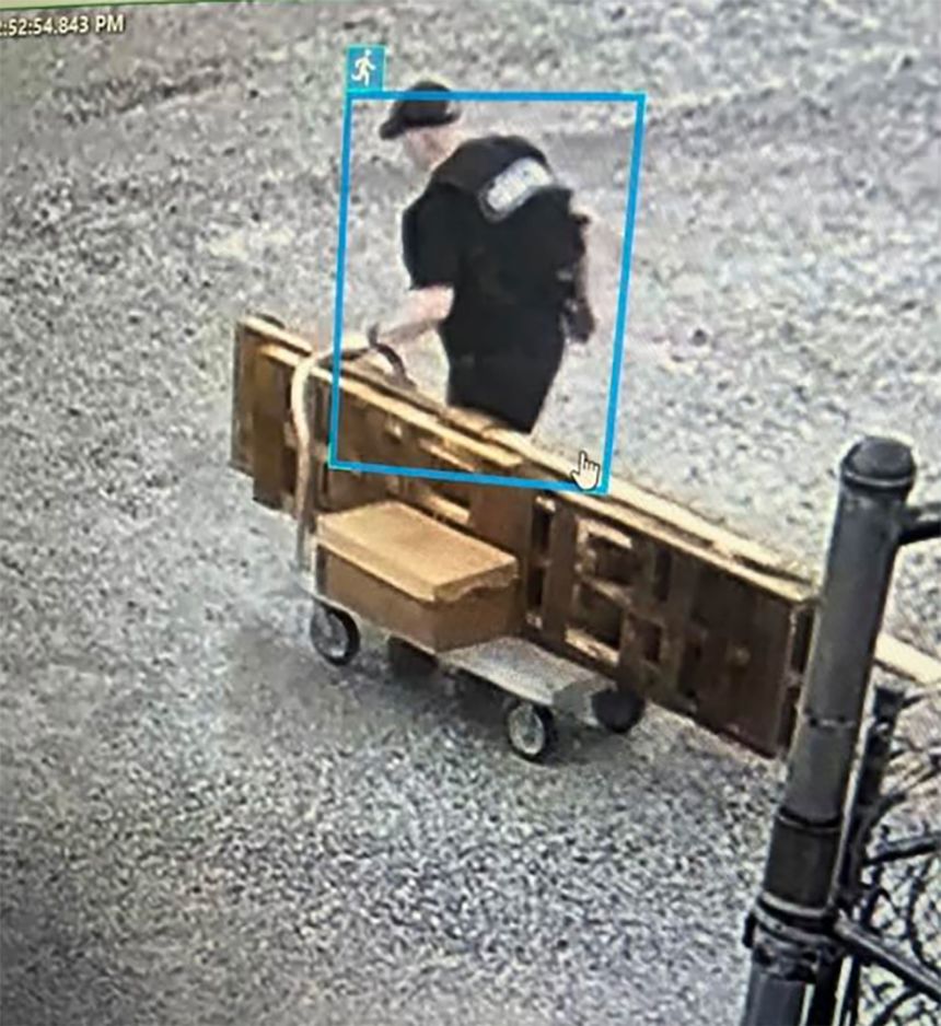 A surveillance image shows Grant Hardin escaping from the North Central Unit in Calico Rock, Arkansas.