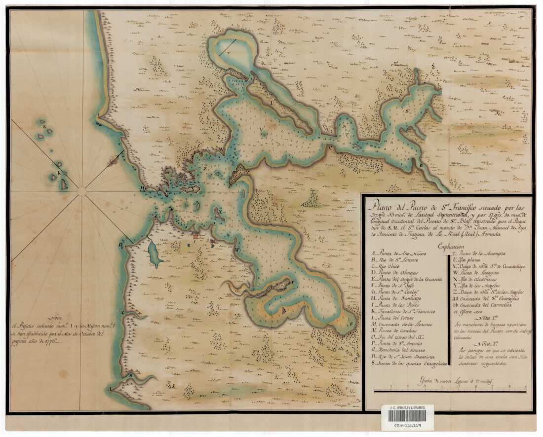 A chart made in 1775 during an expedition by Spanish explorer