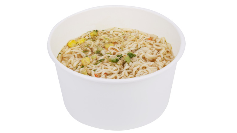 Ramen in a white paper cup