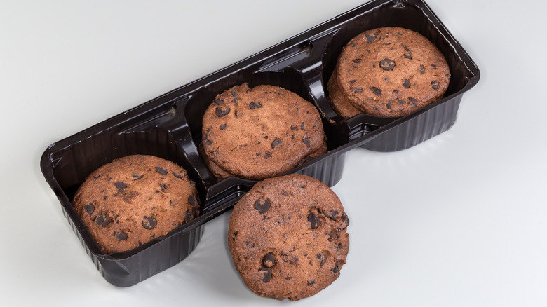 Open packet of chocolate chip cookies